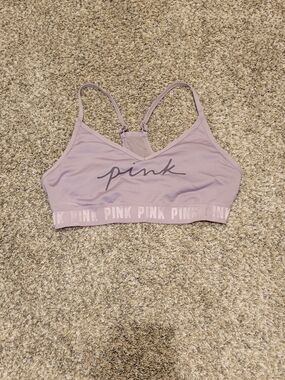 PINK Victoria's Secret Dusty Mauve Logo Sports Bra